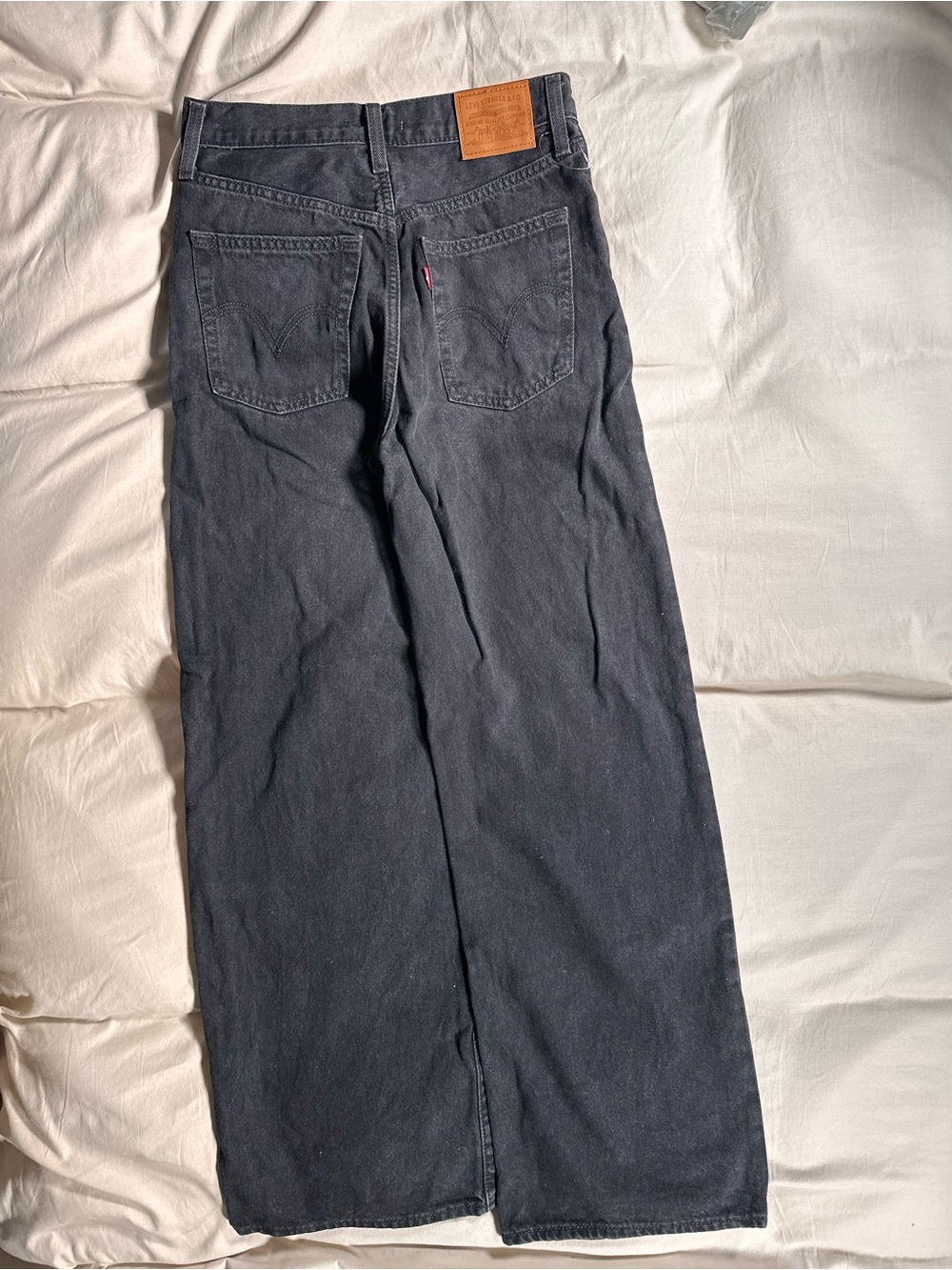 Levis Ribcage Wide Leg Black Denim Jeans 27x32 Button Fly Streetwear Retro